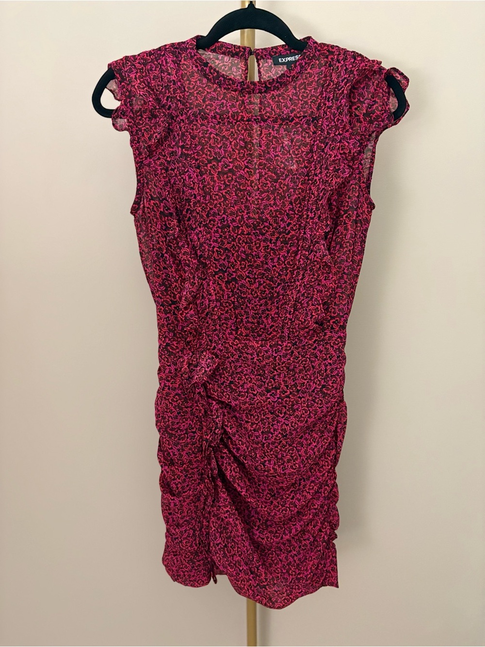 Express Pink Ruched-Detail Mini Dress - Picture 1 of 7